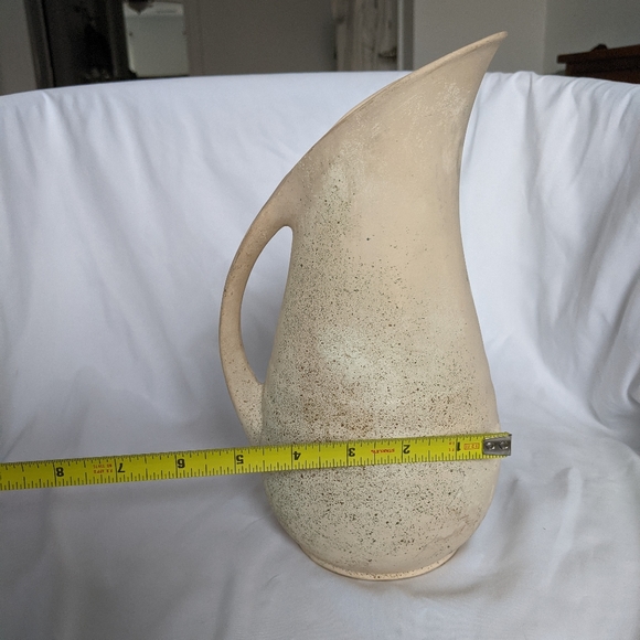 Vintage Speckled Earthenware Pottery Pitcher Vase - Picture 5 of 6